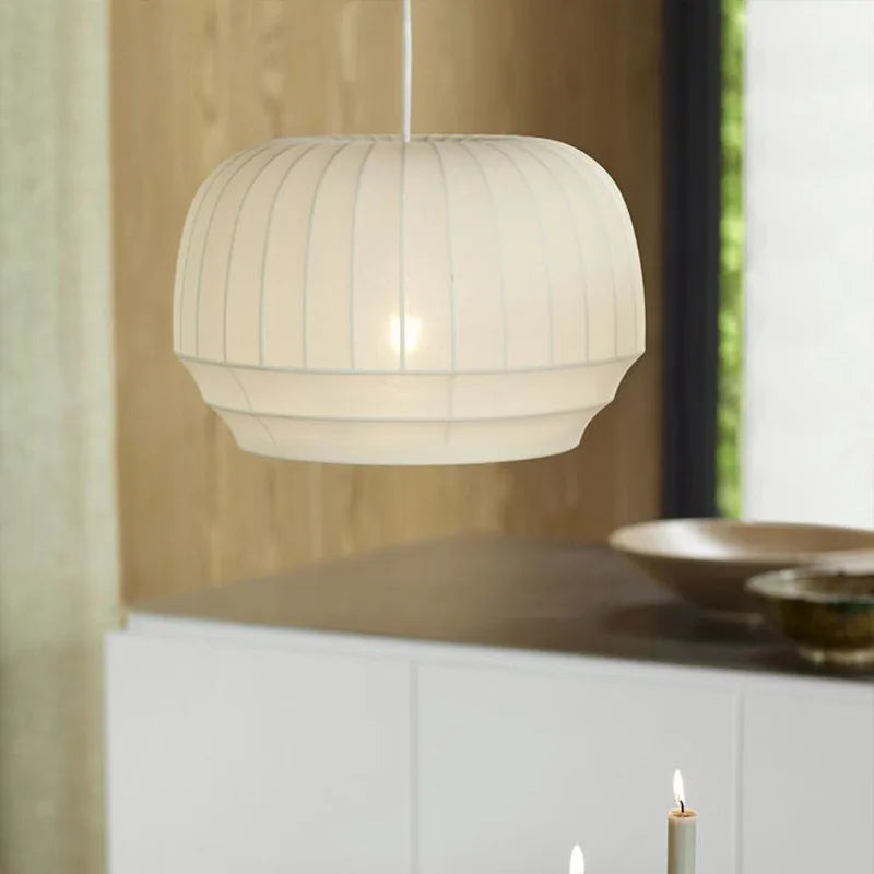 Nordic White Fabric LED Chandelier Pendant Light for Modern Living Room