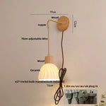 Adjustable LED Wall Light Fixture with Ceramic Wood Base for Home Decor