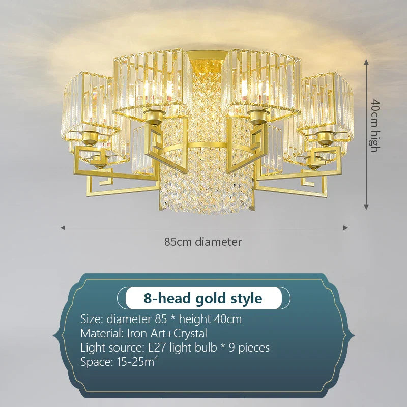 Luxury Crystal Ceiling Light for Living Room, Bedroom, Dining - Modern and Simple