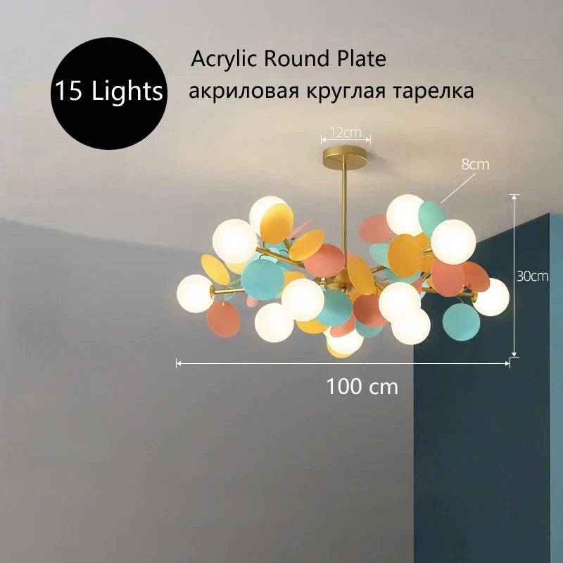 Flower Branch Series Chandelier: Multicolored Kids Room & Bedroom Lighting Fixtures