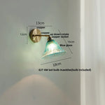 Blue Glass Wall Sconce Pull Chain Switch Rotate Stair Light
