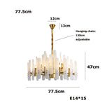 Marble Collection 2025 Chandelier: E14 LED Alabaster Hanging Lamp for Living Room