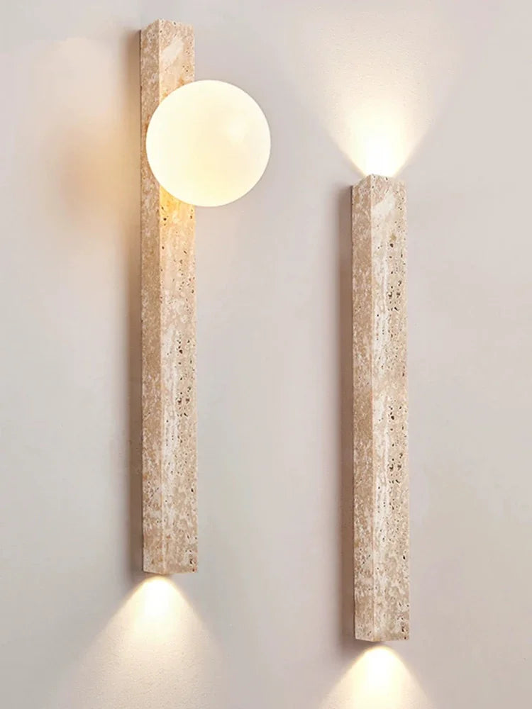 Retro Stone Wall Lamp: Japandi Long Sconces for Cozy Living Spaces