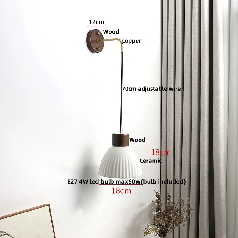 Ceramic LED Wall Lamp Modern Wood Decor Stair Light Fixtures