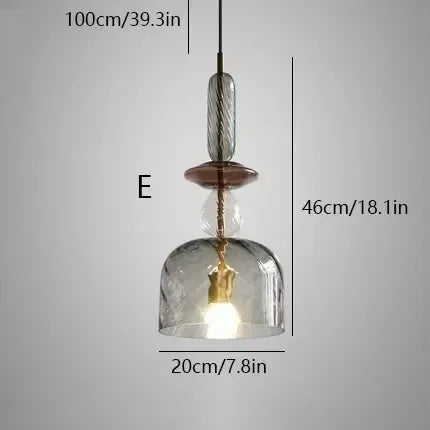 Scandinavian Macaron Stained Glass Chandelier with E27 Bulb
