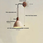 Yellow Travertine LED Wall Sconce with Pull Chain Switch