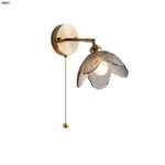 Gray Glass LED Wall Lights, Pull Chain Switch, Modern Nordic Design