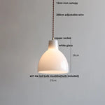 White Glass LED Pendant Lamp Copper Adjustable Hanging Light