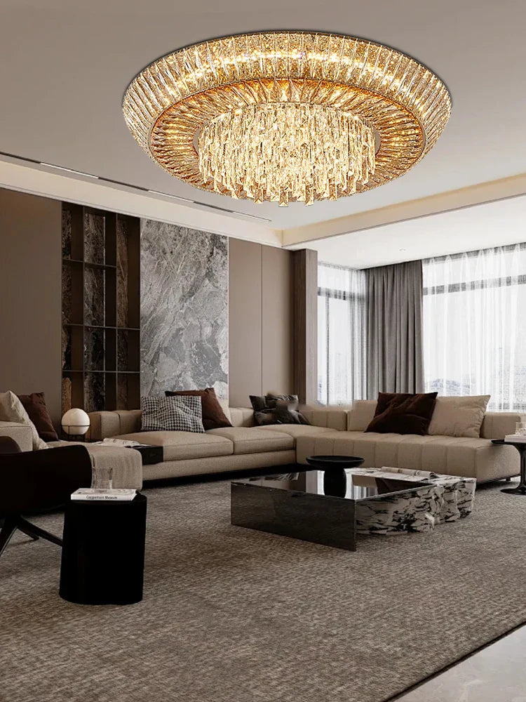 Amber Crystal Ceiling Chandelier: Luxe LED Home Decor Light Fixture
