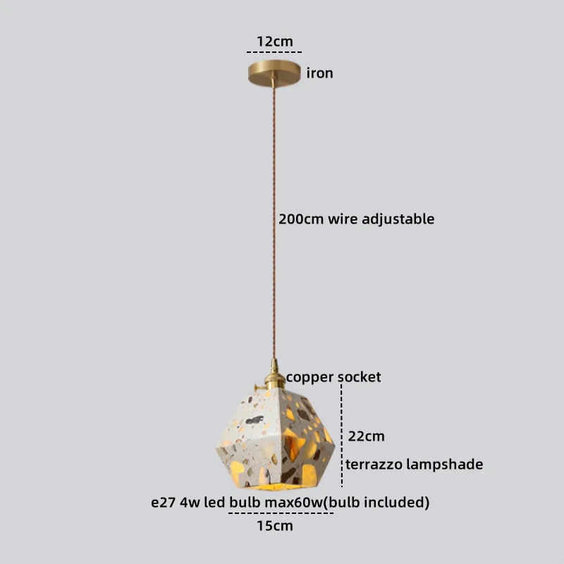 Terrazzo Wood LED Pendant Light for Stylish Home Decor