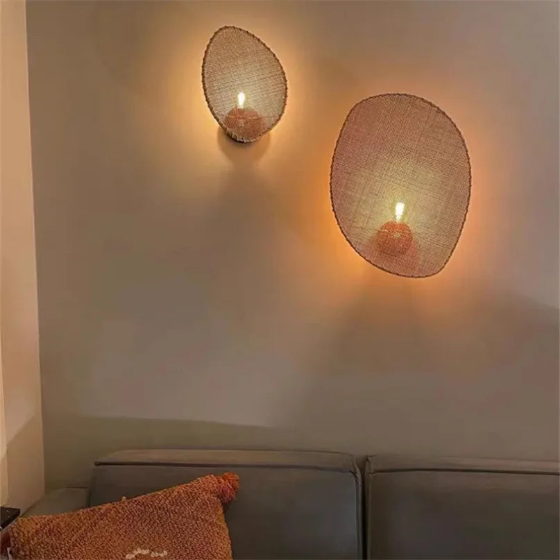 Hand-Woven Rattan Wall Lamp for Japanese Inspired Decor