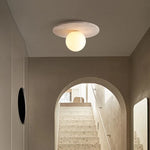 White Glass Ball LED Ceiling Lights Modern Yellow Cave Stone Home Decor