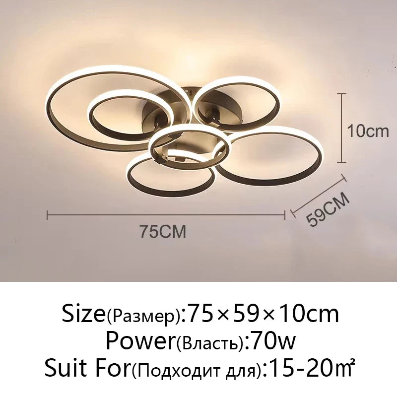Modern LED Ceiling Chandelier in Gold & Black for Living Room, Bedroom, Study - Dimmable Indoor Lighting