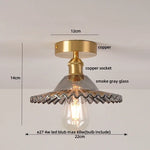 Smoke Gray Glass LED Ceiling Light - Modern Nordic Style