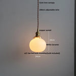 White Glass LED Pendant Lamp Copper Hanging Light Nordic Modern