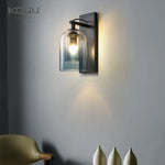 Nordic Double Glass Wall Lamp: Modern LED E27 Bedside Reading Wall Lamp