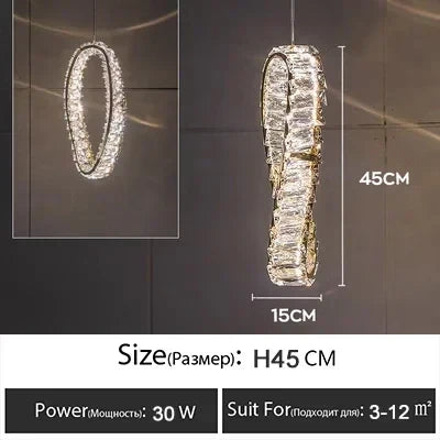 Crystal Pendant Chandelier: Elegant Ceiling Light for Bedroom Living Room Home Decor