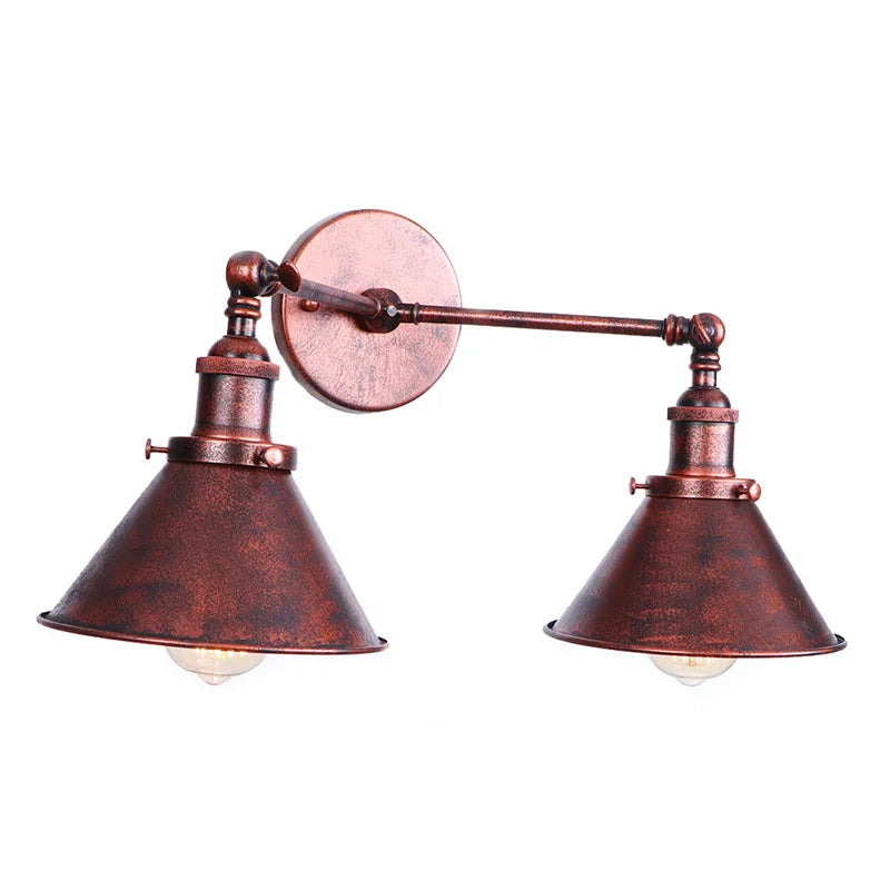 Rustic LED Wall Lights 2 Heads Adjustable Lamparas for Kitchen Restaurant Mirror