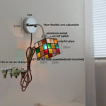 Adjustable Arm LED Wall Light Fixture with Pull Chain Switch, White Glass
