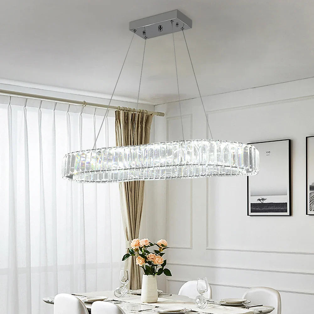 Crystal Oval LED Chandelier: Nordic Design Pendant Light for Living, Bedroom, Hotel