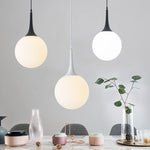 Glass Ball LED Pendant Lights for Modern Living Room, Black/White Horn Fixtures