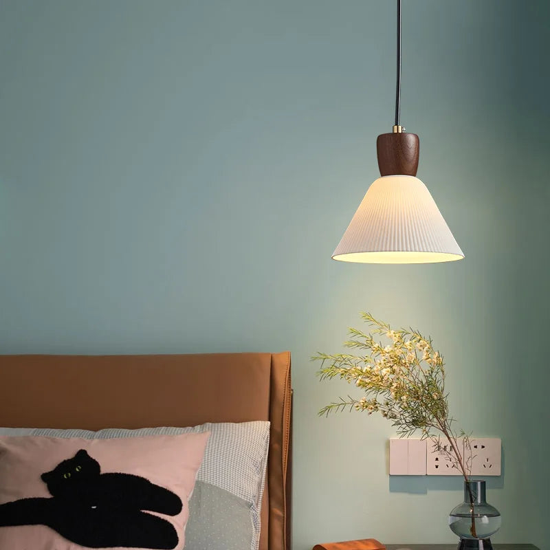 Nordic White Ceramic LED Pendant Light for Modern Living Spaces