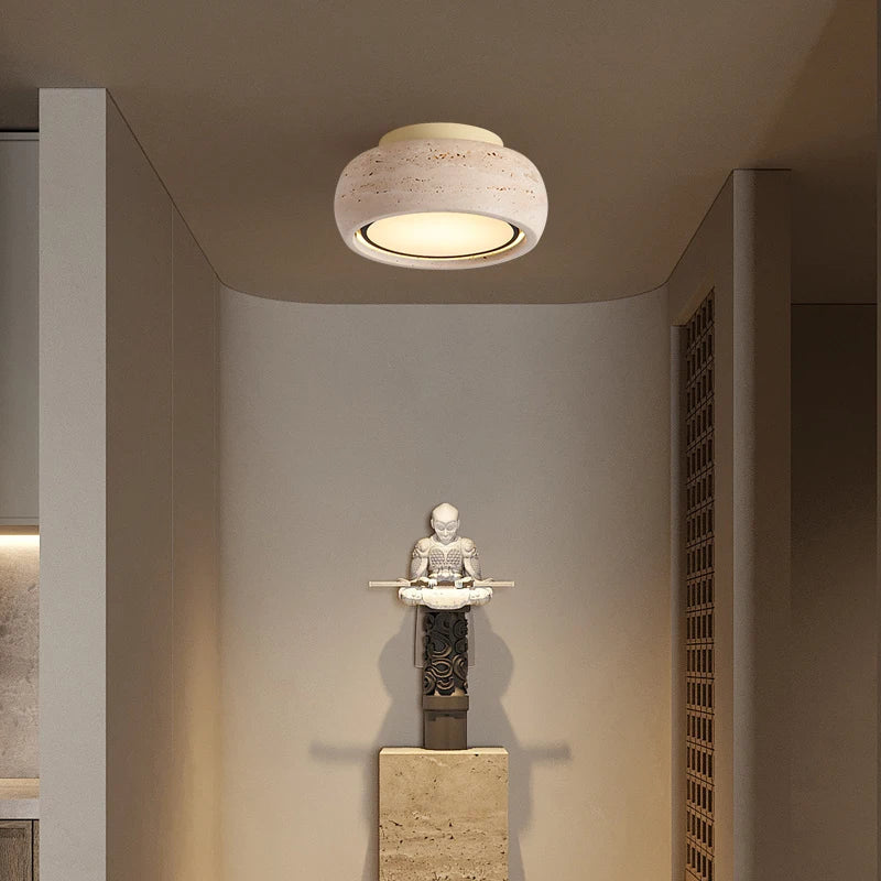 Yellow Travertine LED Ceiling Lamp Art Decoration for Home Lighting