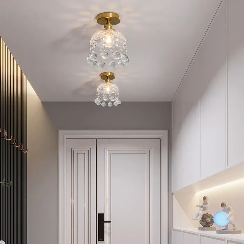 Crystal Glass LED Ceiling Lamp Modern Luxury Interior Lighting Fixture