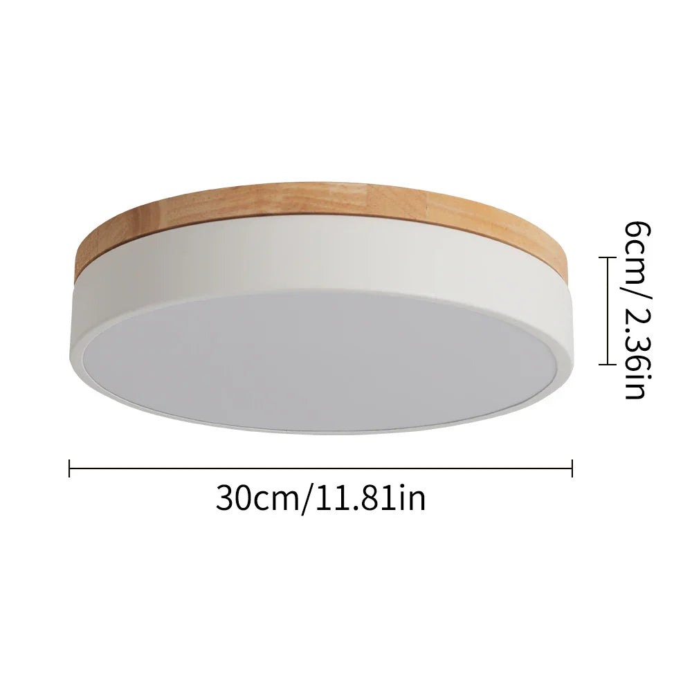 Modern Wood LED Ceiling Lamp 30W Minimalist Chandelier Dining Room Bedroom Light