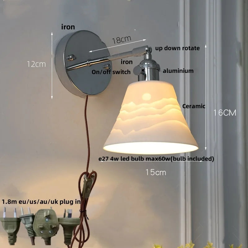 Iron Ceramic LED Wall Light Modern Living Room Sconce Wandlamp