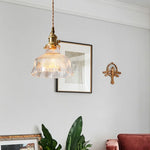Clear Glass LED Pendant Lights with Copper Knob Switch for Dining Room
