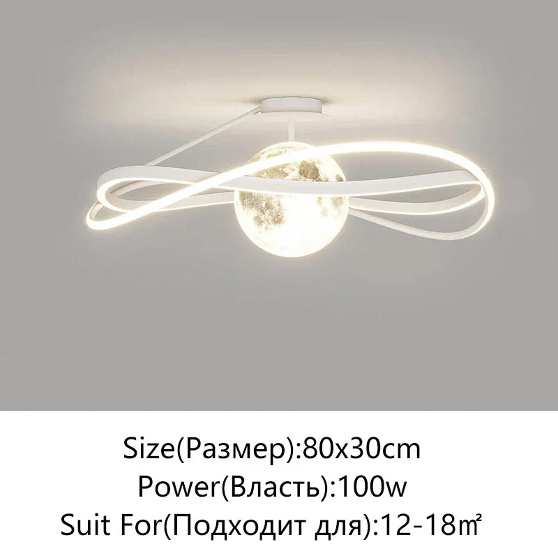 Moon LED Chandelier: Minimalist Modern Design for Living, Dining, or Bedroom Lighting
