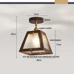 Vintage LED Ceiling Light Fixture Retro Flower Glass Copper Rotate Lamp