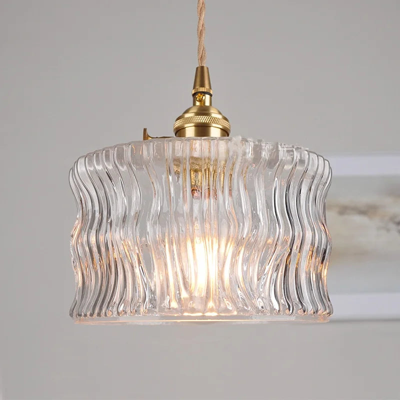 LED Brass Pendant Lamp Modern Clear Glass Dining Light