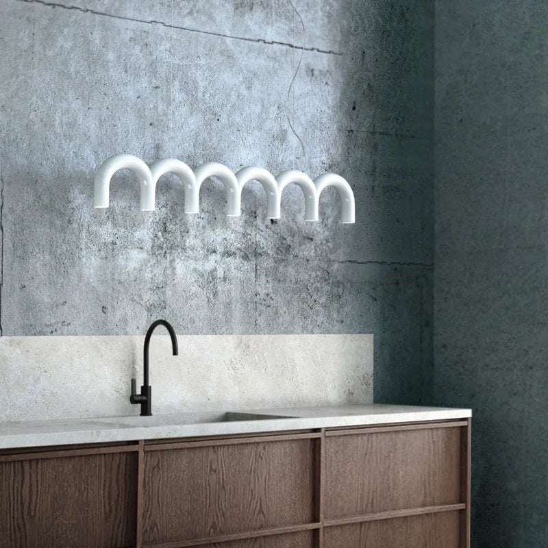 Blue Metal Arch Chandelier Pendant Light - Modern Design for Home Décor