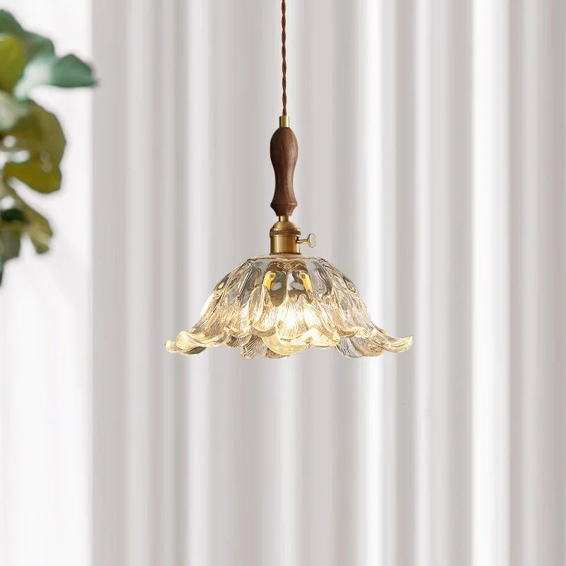 Glass LED Pendant Lamp Petal Lampshade for Bedroom Living Dining Room