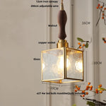 Walnut Wood LED Pendant Lamp with Cyan Glass Shade