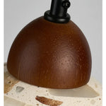 Terrazzo Stone Glass Pendant Light Fixture Wood Knob Switch LED Hang Lamp