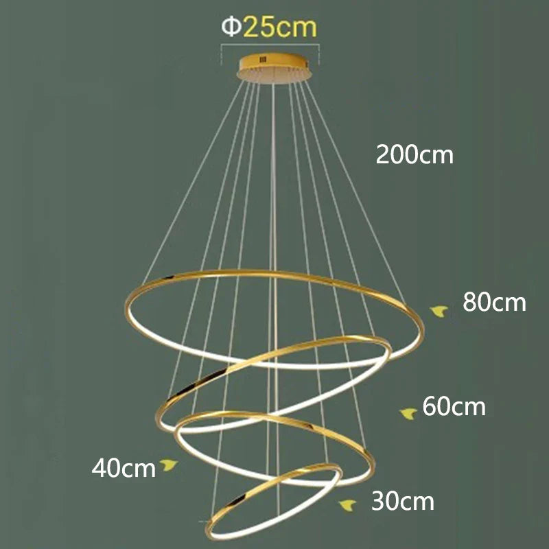 Stylish Staircase Chandeliers LED Pendant Light Lamps for Modern Living Room Lighting