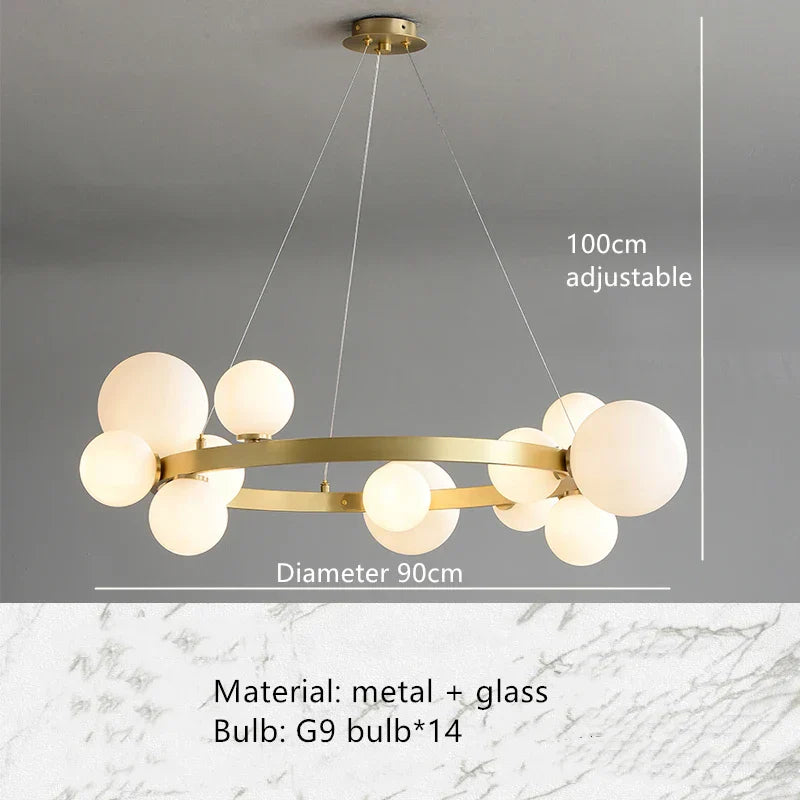 Nordic Glass Ball LED Chandelier Pendant Light for Home Decoration