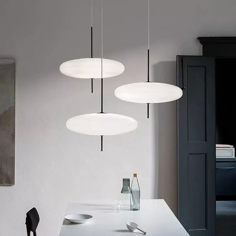 Modern Saucer Pendant Light 30/50cm Black White for Home & Commercial Decor