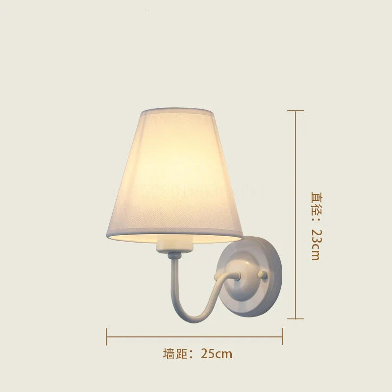 Fabric Lampshade Wall Sconce with LED Bulb for Home Decoration