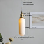 Walnut Wood LED Pendant Lights with Ceramic Accent & Copper Knob Switch