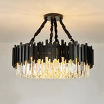 Oval LED Crystal Chandelier: Modern Black Pendant Light for Living Room, Bedroom, Dining Room