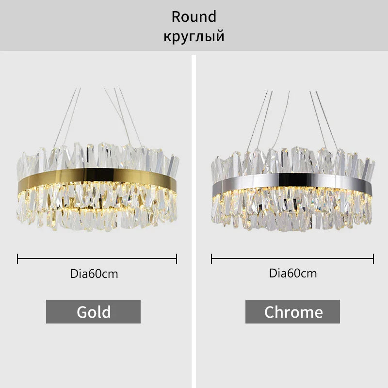 Crystal LED Pendant Light Chrome/Gold Luxury Chandelier for Kitchen Living Room.