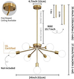 8-Head Nordic Ceiling Chandelier in Black White Gold for Modern Home Decor