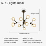 Glass Ball Pendant Chandelier for Living Room Bedroom Dining Room