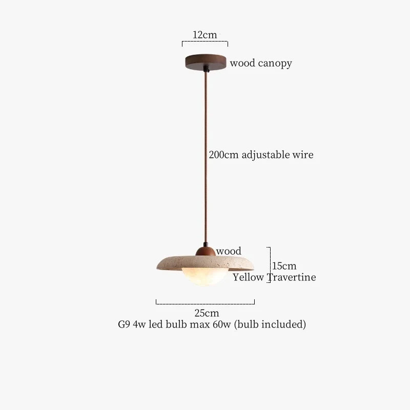 Yellow Travertine LED Pendant Light for Home Decor, Bedroom, Cafe, Dining, Living Room
