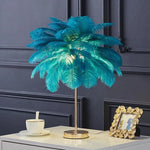 Nordic Ostrich Feather Table Lamp: Romantic Pink White Bedside Wedding Light
