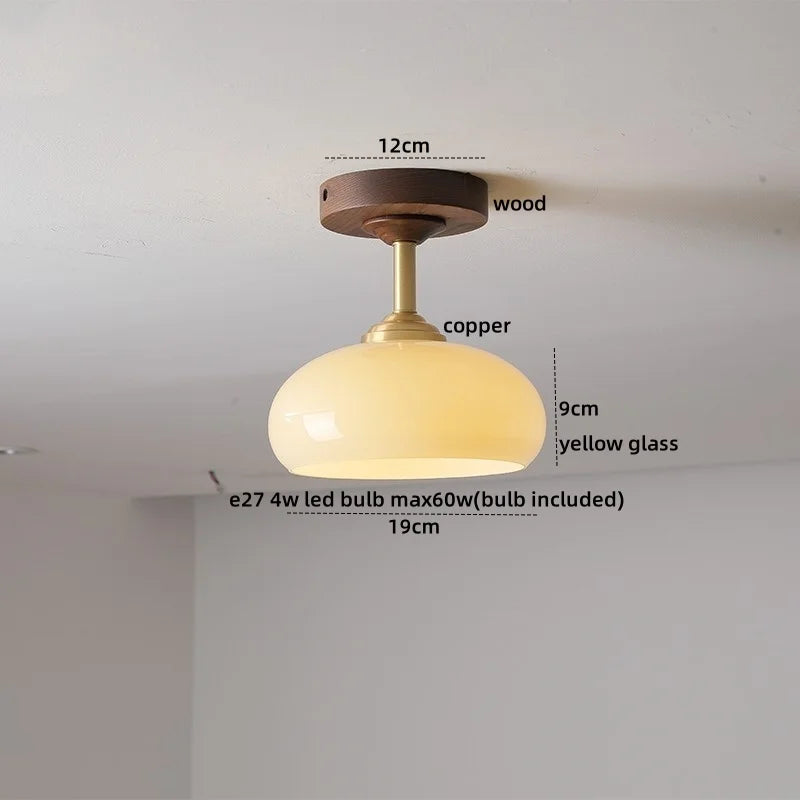 Yellow Glass LED Ceiling Lamp - Modern Nordic Style Lighting Fixtures
